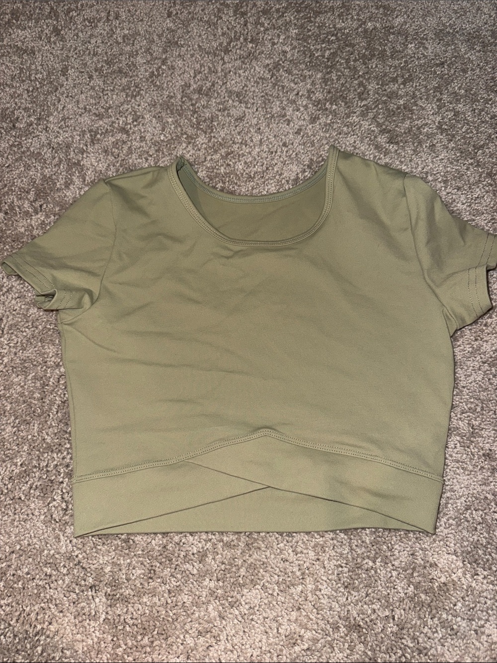 Athletic Olive Green Short Sleeve Cropped Top